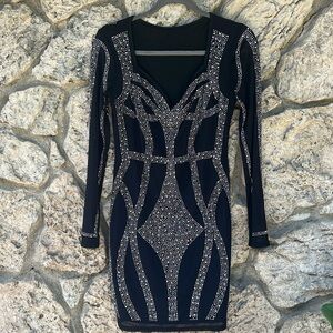 Black Sparkle Mini Dress with long sleeves - perfect for the club or Beyoncé!
